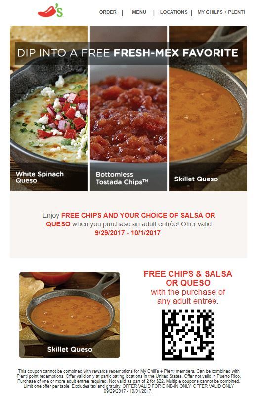 Dine In Only Get Chips And Your Choice Of Salsa Or Queso With An Entree Purchase